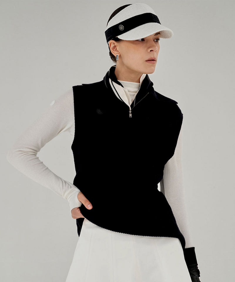 Anell Golf Classic Collar Knit Vest - Black