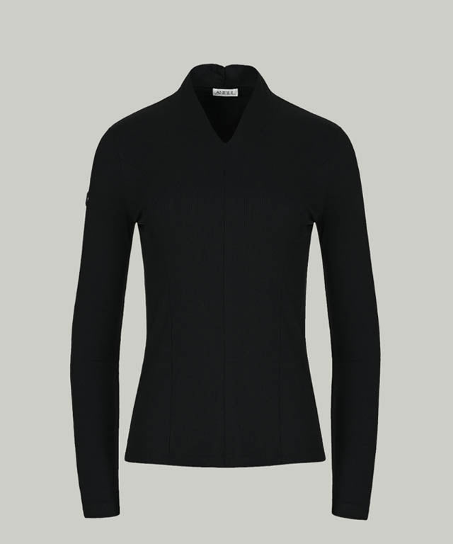 Anell Golf Soft Shawl Collar Top - Black