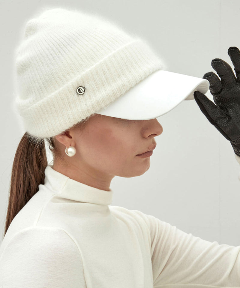 Anell Golf Pure Angora Beanie - White