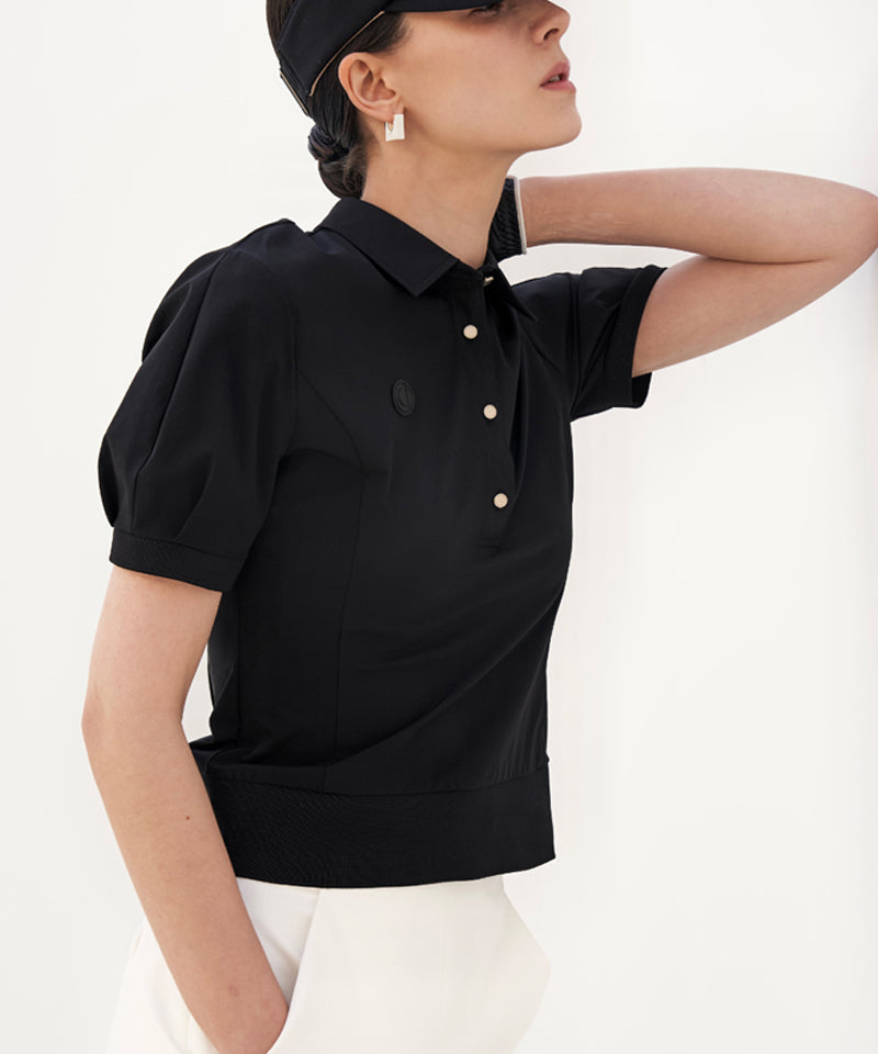 Anell Golf Light Slim Puff Top - Black