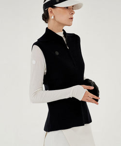 Anell Golf Classic Collar Knit Vest - Black