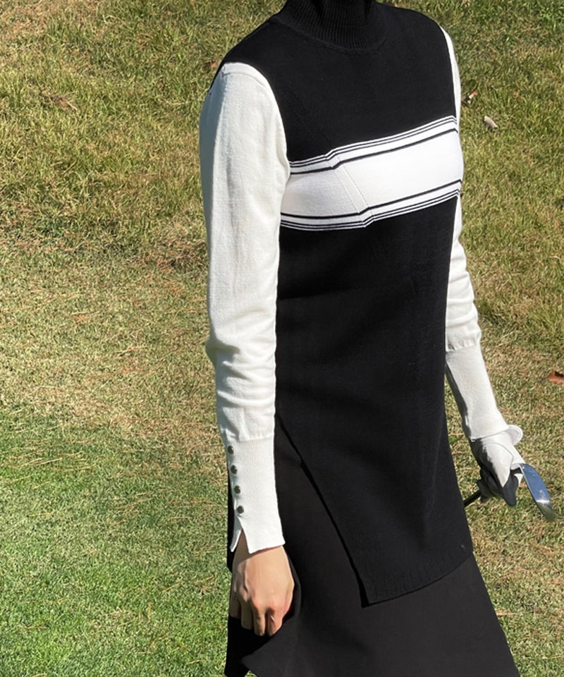 Anell Golf Compact Slit Knit Dress - Black