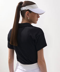 Anell Golf Sandra Jersey Collar Top - Black