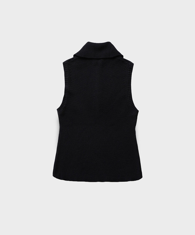 Anell Golf Classic Collar Knit Vest - Black