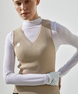 Anell Golf Boy Knit Top - Beige