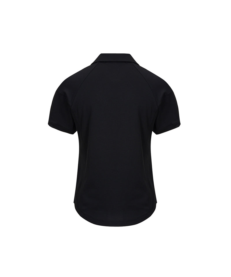 Anell Golf Sandra Jersey Collar Top - Black